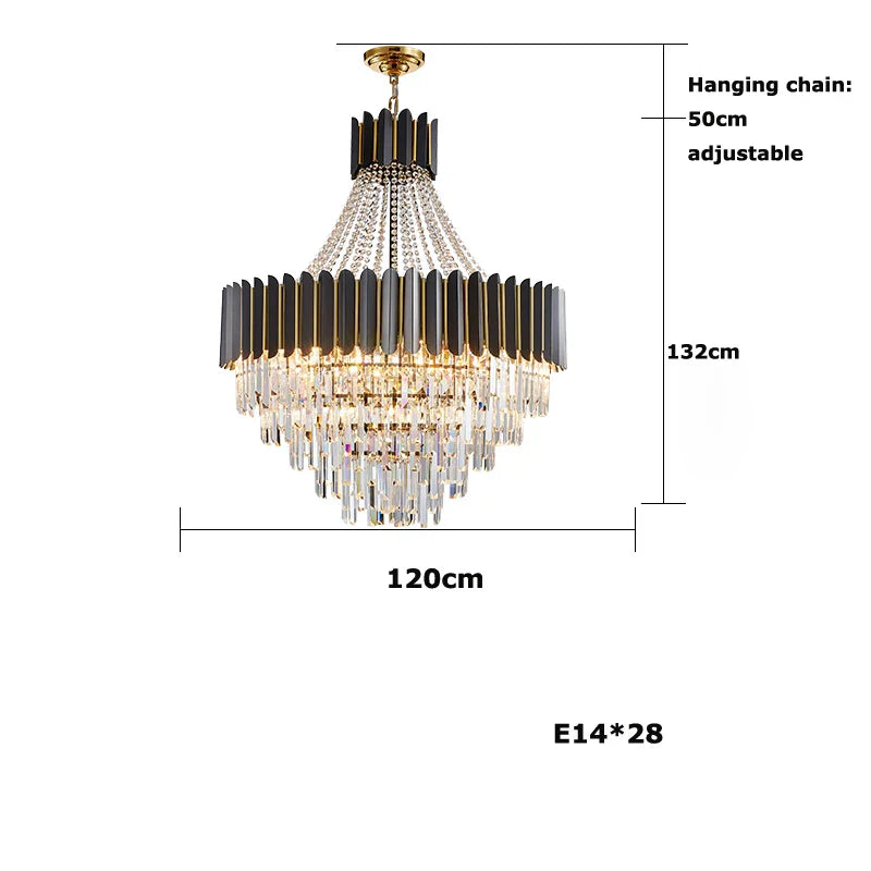 Afralia™ Crystal LED Chandelier Black Gold Finish for Dinning Room