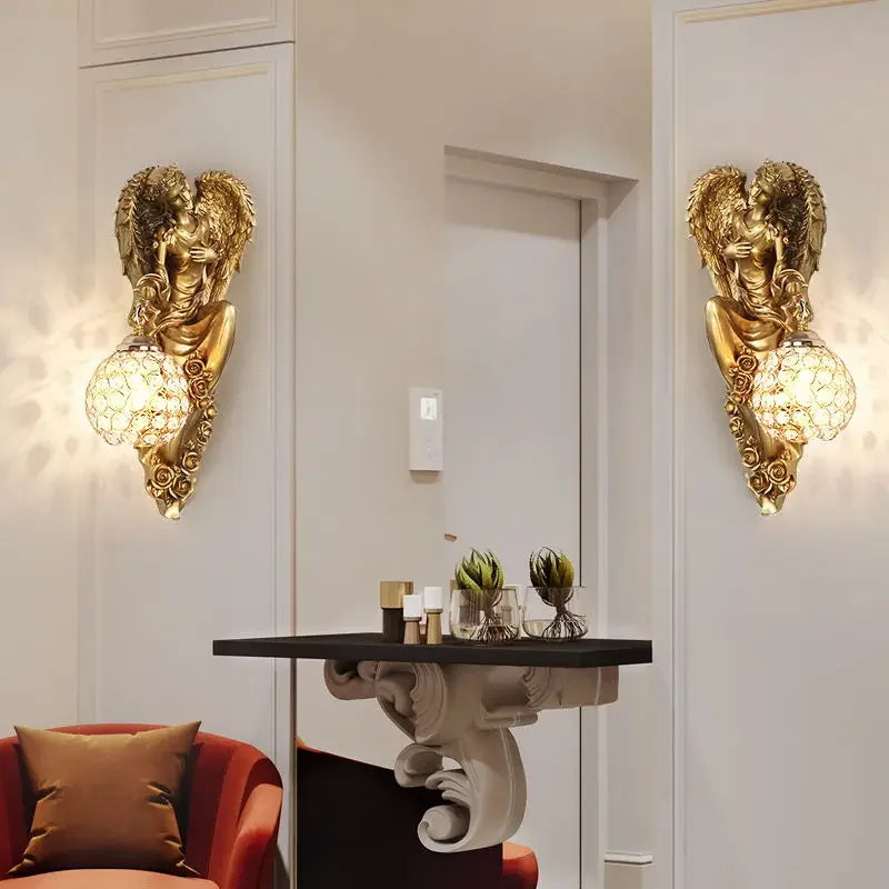 Afralia™ Nordic Mermaid Resin Wall Lamp LED Creative Decor for Living Room and Bedroom