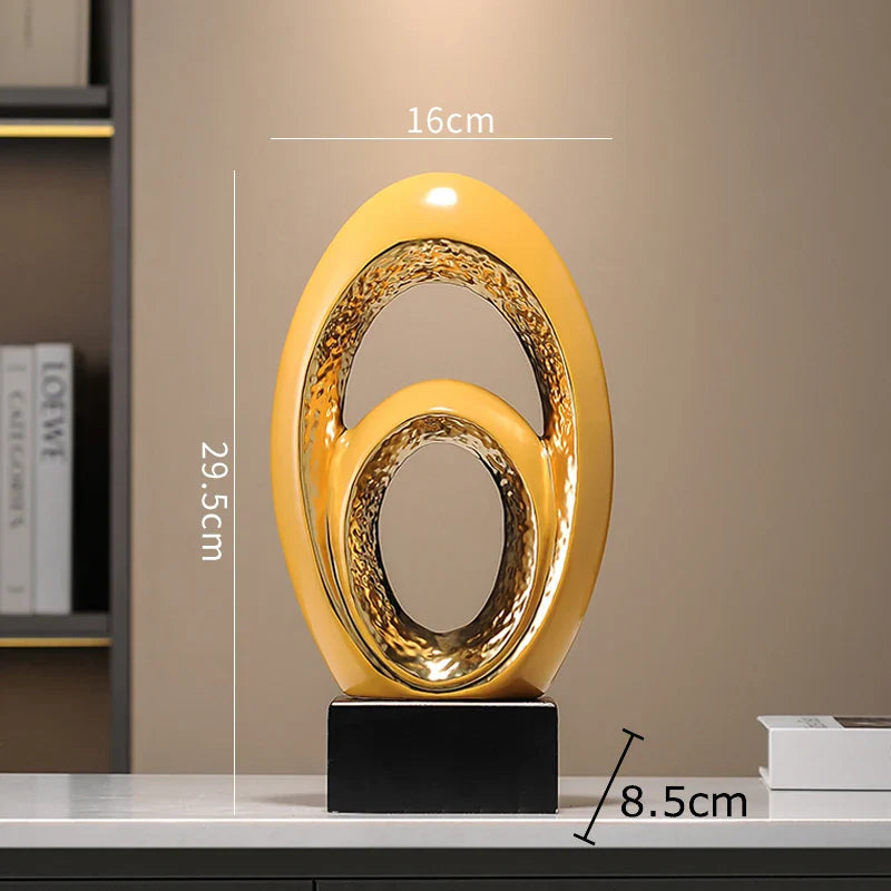 Afralia™ Gold Abstract Art Sculpture Desk Ornaments Minimalism Aesthetics Decor