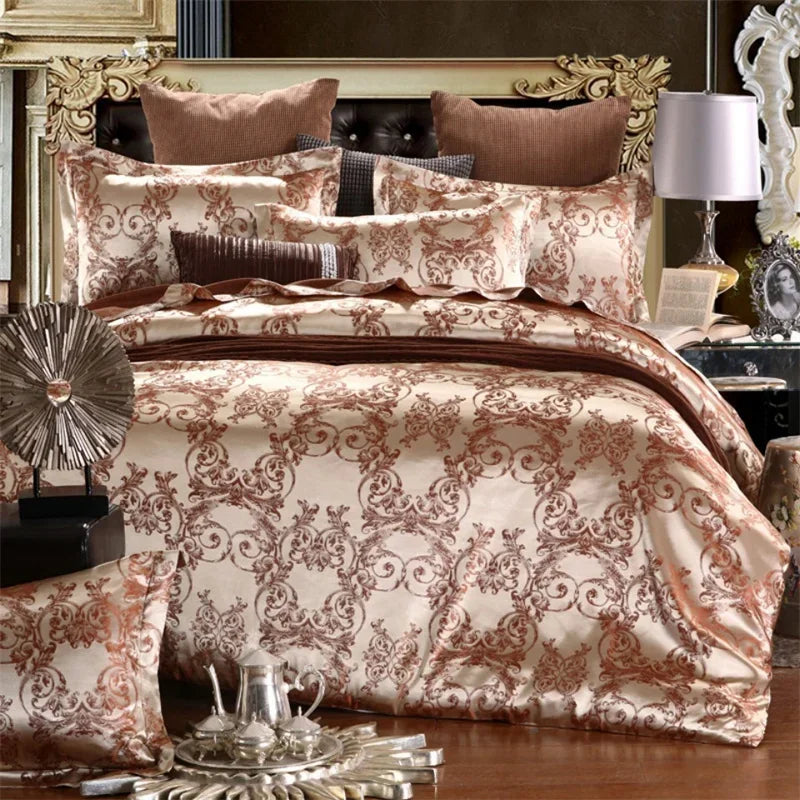 Afralia™ Jacquard Satin Luxury Bedding Set - Queen Size Luxe Duvet Cover Set