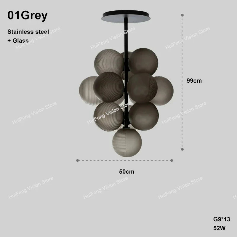 Afralia™ Purple Ripple Grape Ball Lampshade Pendant Chandelier, Modern LED Home Decor Lighting