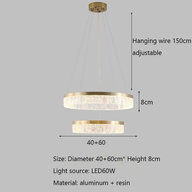 Afralia™ Modern Luxury Round Resin Chandelier LED Ceiling Lamp for Home Indoor Lighting