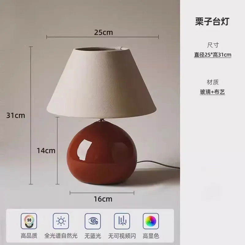 Afralia™ Chestnut Glass Table Lamp LED E27 Desk Light for Bedroom Living Room