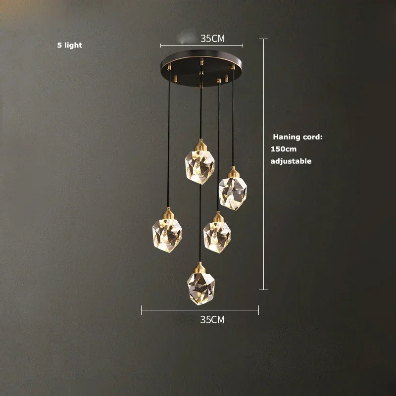 Afralia™ Modern Gold Black Crystal Chandelier LED Light