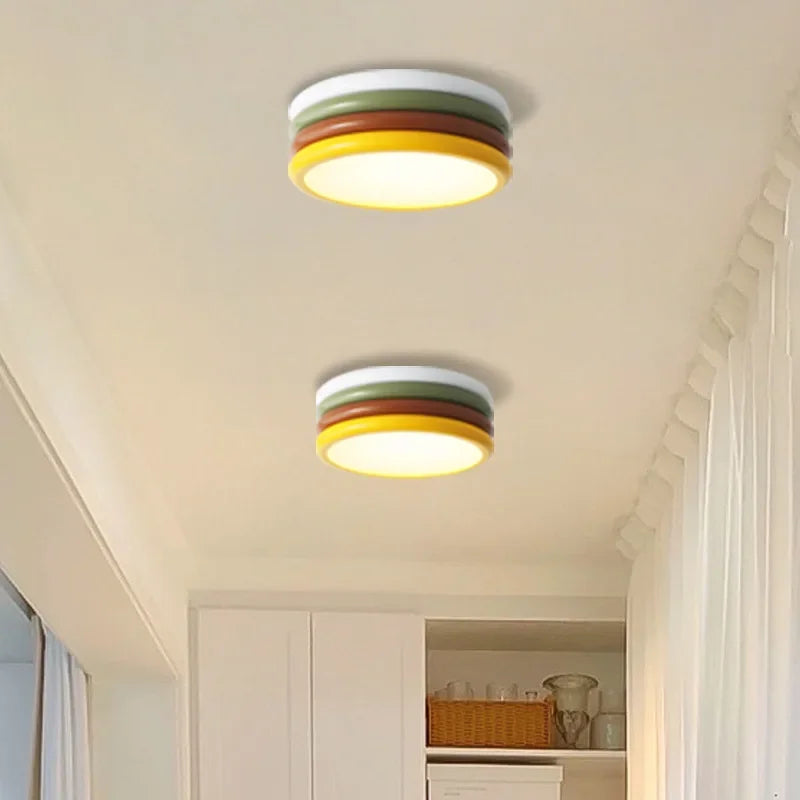 Afralia™ Color Stack Ceiling Lamp for Bedroom Kids Room LED Round Light