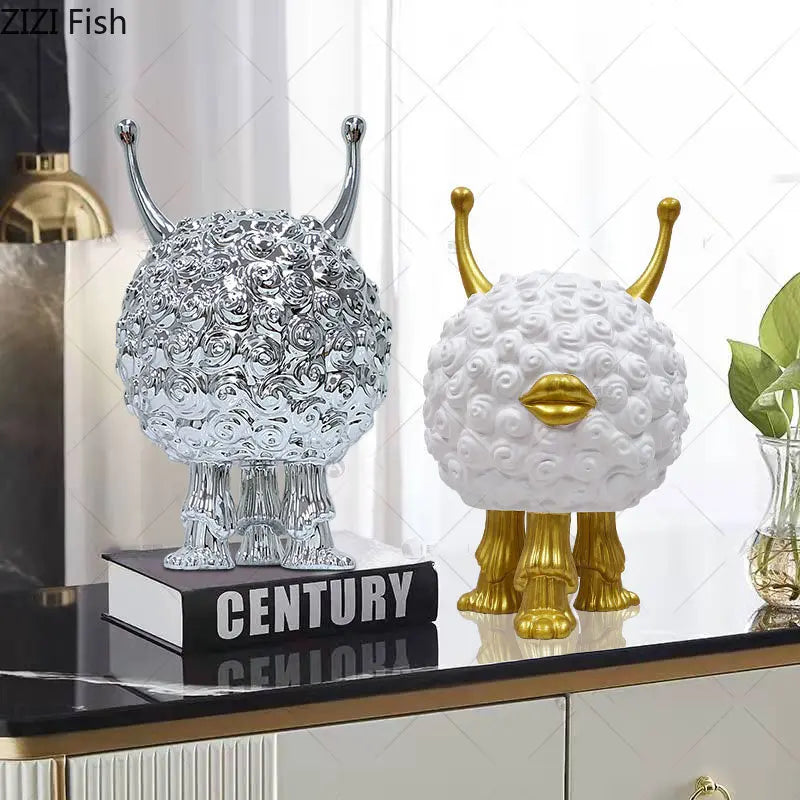 Fluffy Monster Statue Ornament for Modern Home Decor by Afralia™