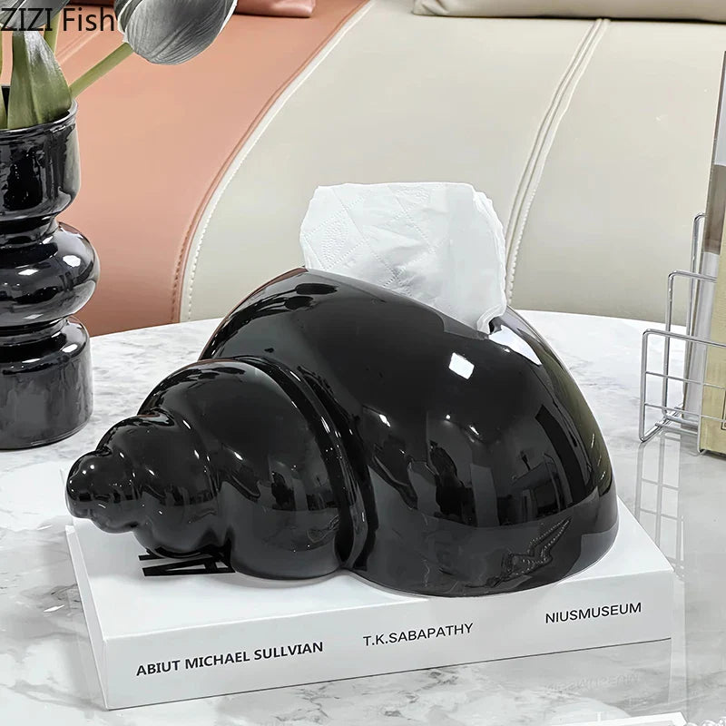 Afralia™ Conch Ceramic Tissue Box: Charming Table Decoration & Paper Towel Case