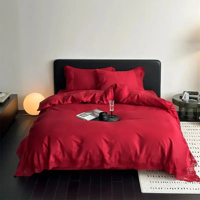 Afralia™ Vintage French Lace Bedding Set: Duvet, Bed Sheet, Fitted Sheet, Pillowcases