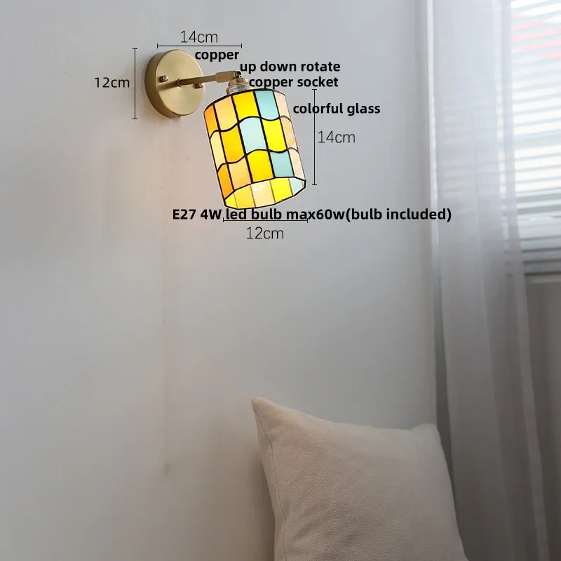 Afralia™ Rotatable Glass LED Wall Lamp with Copper Socket and Pull Chain Switch