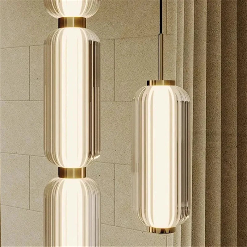 Afralia™ Glass Staircase Pendant Light: American Retro Minimalist Restaurant Foyer Artistic Lamp