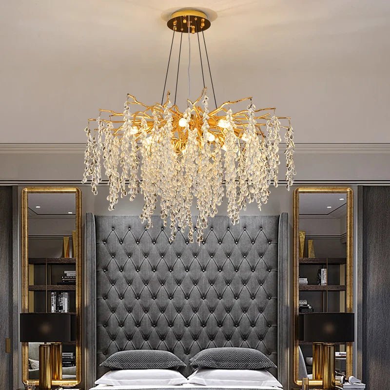 Afralia™ Gold Crystal Grapes Chandelier for Dining Living Room Bedroom