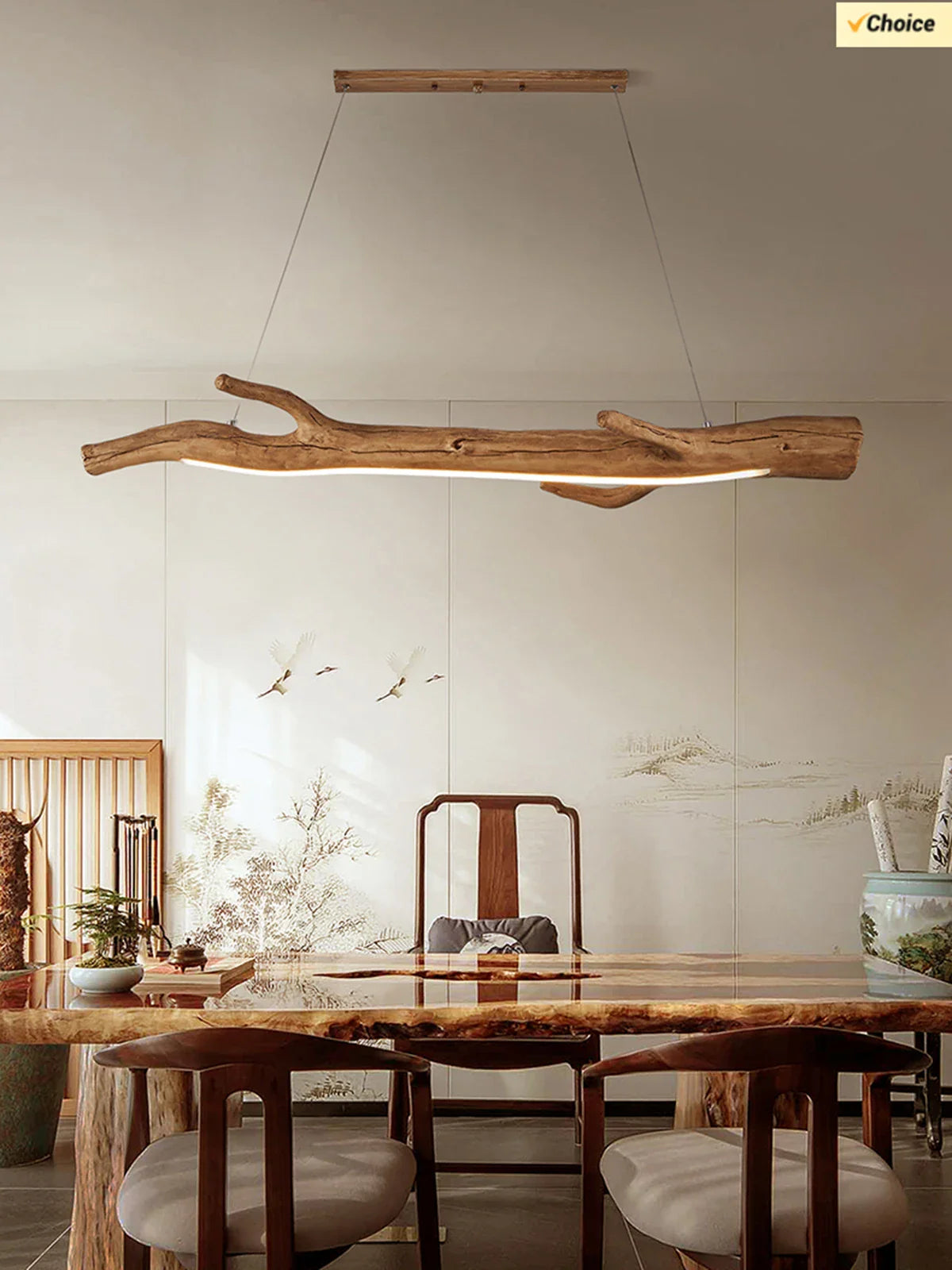 Afralia™ Resin Branches Pendant Lights - Simulated Wood Color, Indoor Decor Lighting