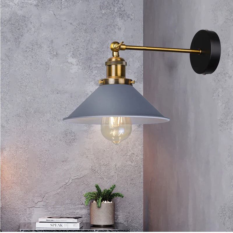 Afralia™ Loft Industrial Wall Lamp Vintage Black Metal E27 Edison Bulb 110V/220V