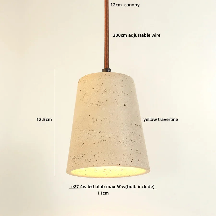 Afralia™ Yellow Travertine Stone LED Pendant Lamp for Dining Living Room