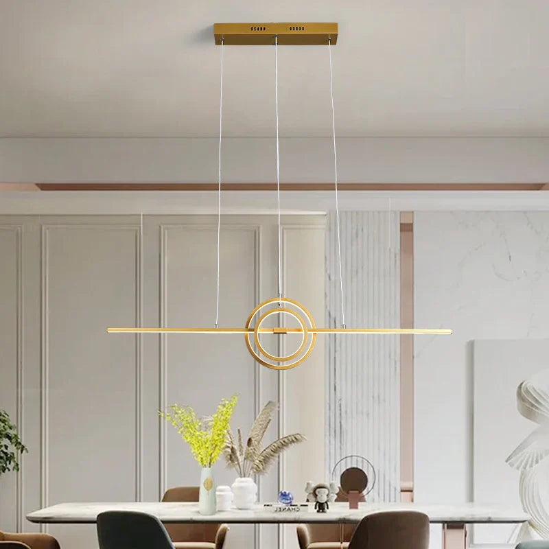 Afralia™ Modern LED Chandelier Remote Control Dimmable Hanging Lamp for Dining Room Kitchen