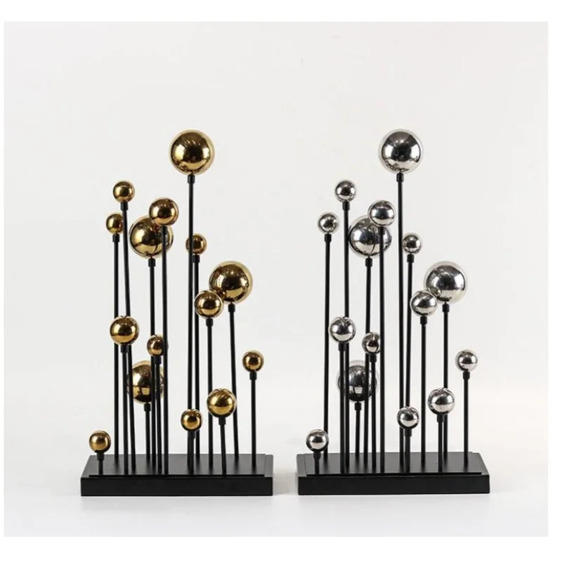 Afralia™ Geometric Metal Ornaments Golden Balloon Home Decor