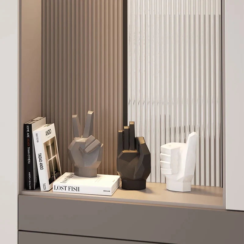 Afralia™ Gesture Art Decor for Home Office Living Room Bookcase Wine Cabinet