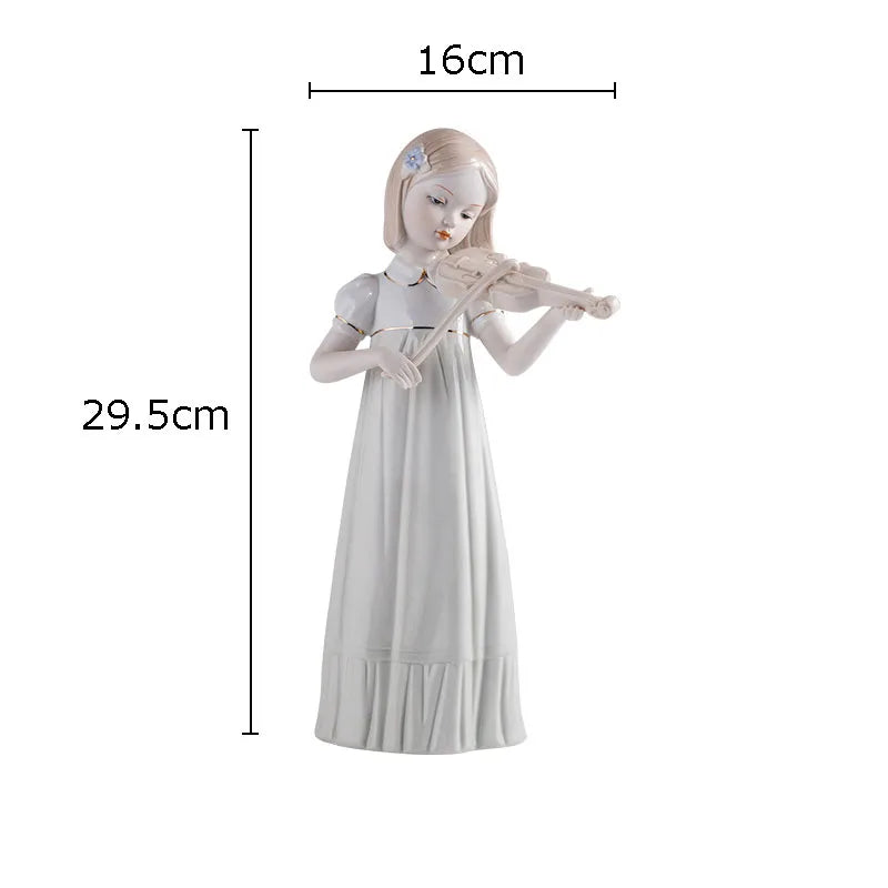 Afralia™ European Girl Ceramic Statue Decor - Modern Porcelain Figure Sculpture