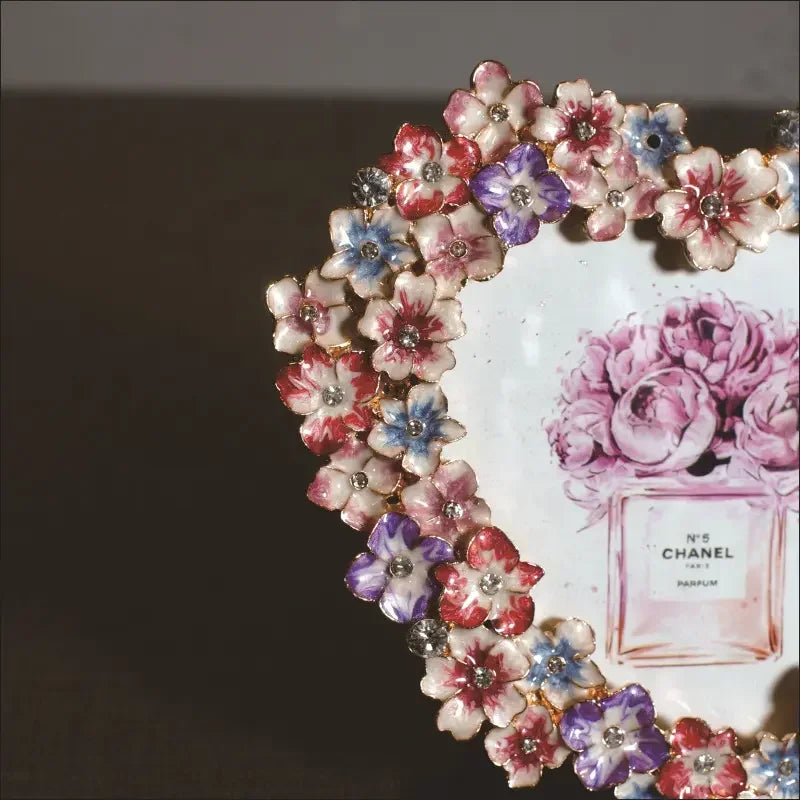 Afralia™ Small Flower Enamel Metal Picture Frame - Decorative Japanese & Korean Design