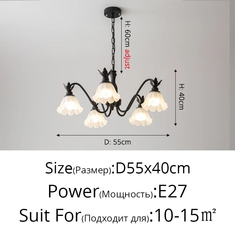 Afralia™ Orchid Glass Iron Art LED Pendant Lamp