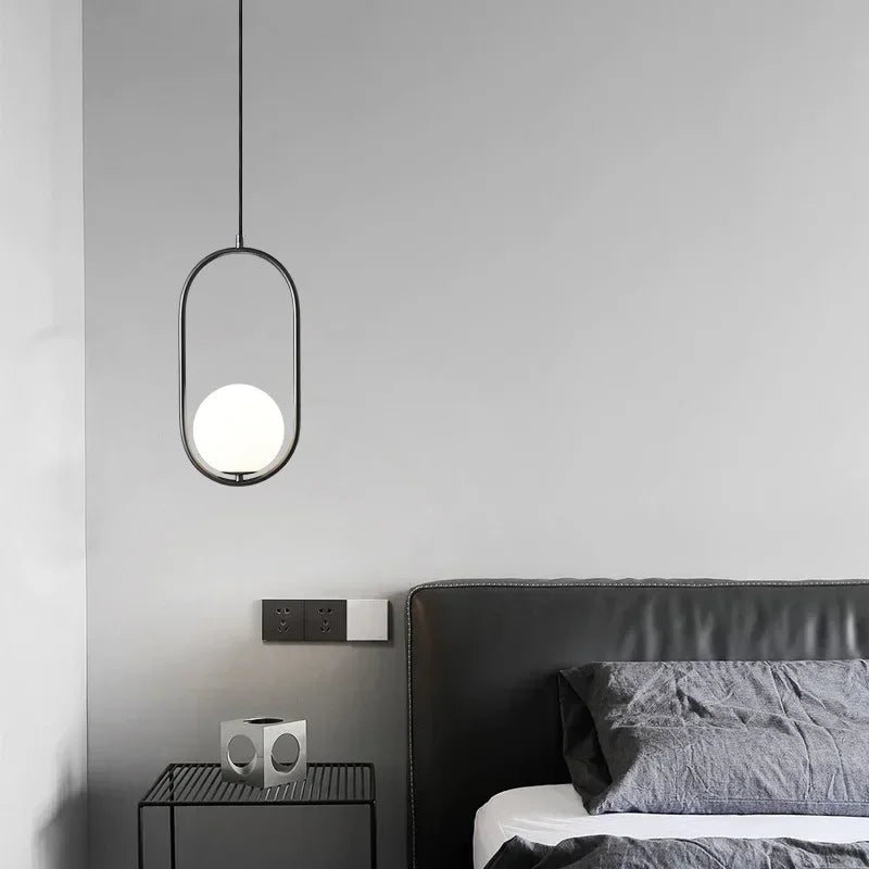 Afralia™ Glass Ball Ring Pendant Lamp for Living Dining Bedroom