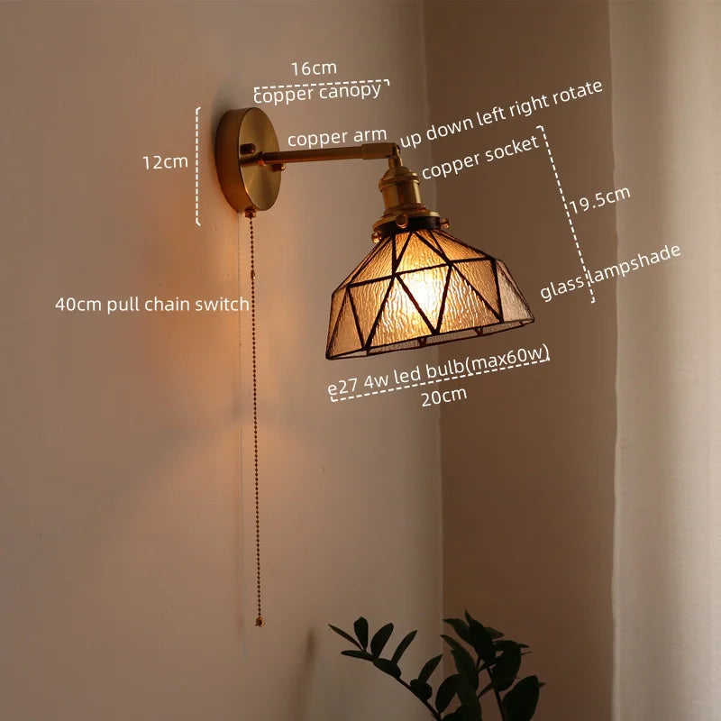 Afralia™ Copper Glass LED Wall Lamp Modern Nordic Home Decor Applique Murale