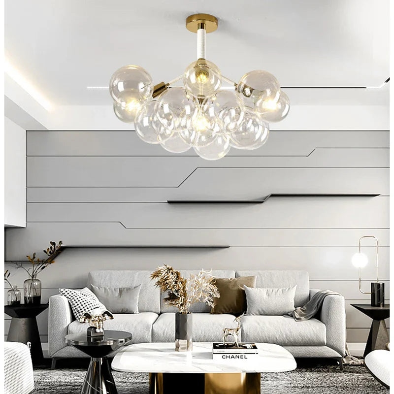 Afralia™ Glass Balls Ceiling Pendant Lights Minimalist Living Room Chandelier Shop Bar Decor