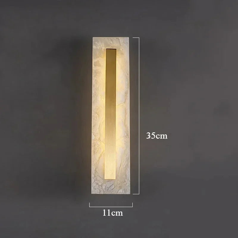 Afralia™ Modern Copper Wall Lamp for Living Room TV Background, Marble Bedside Light