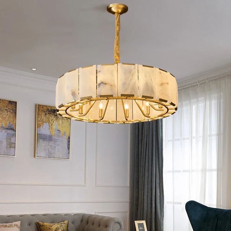Afralia™ Marble Copper Chandelier: Elegant Modern Luxury Lighting for Living Room, Bedroom & Dining