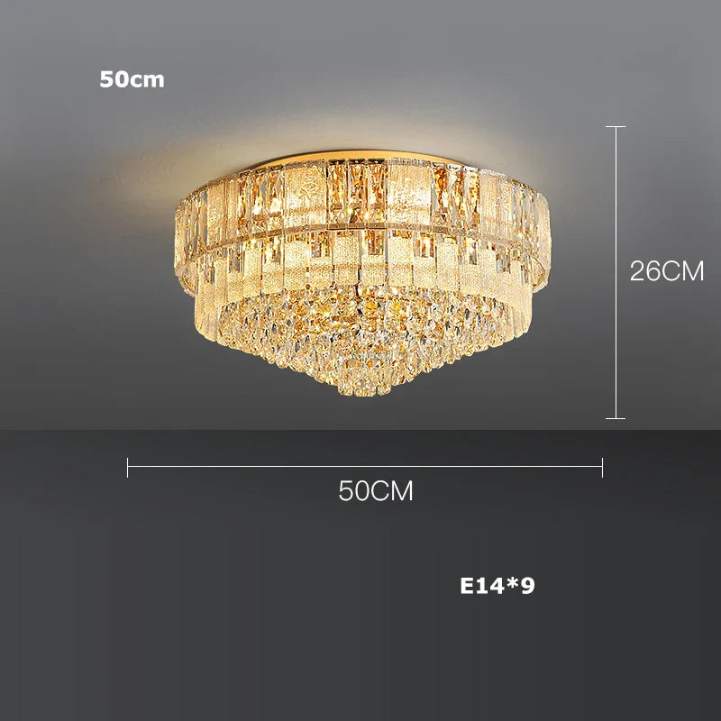 Afralia™ K9 Crystal Gold Chandelier Lighting for Living Room