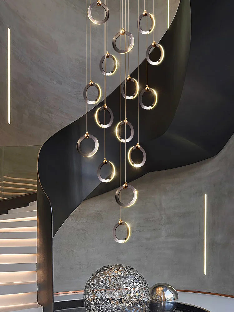 Afralia™ Modern Black Gold Chandelier for Loft Living Room - Luxury Minimalist Lighting