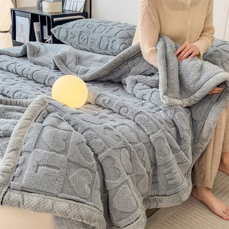 Afralia™ Cozy Jacquard Taffeta & Flannel Nap Blanket - Warm, Thick Comforter for Bedroom