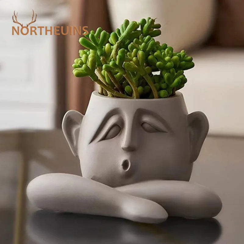 Afralia™ Abstract Family Flowerpot Ornament for Home Interior Decoration