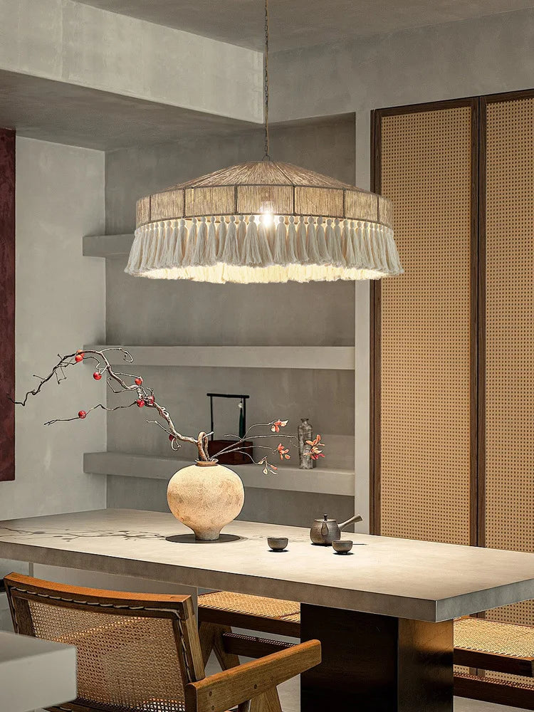 Afralia™ Bohemian Tassel Chandelier: Handmade Nordic Pendant Lamp for Bedroom, Living Room, Kitchen