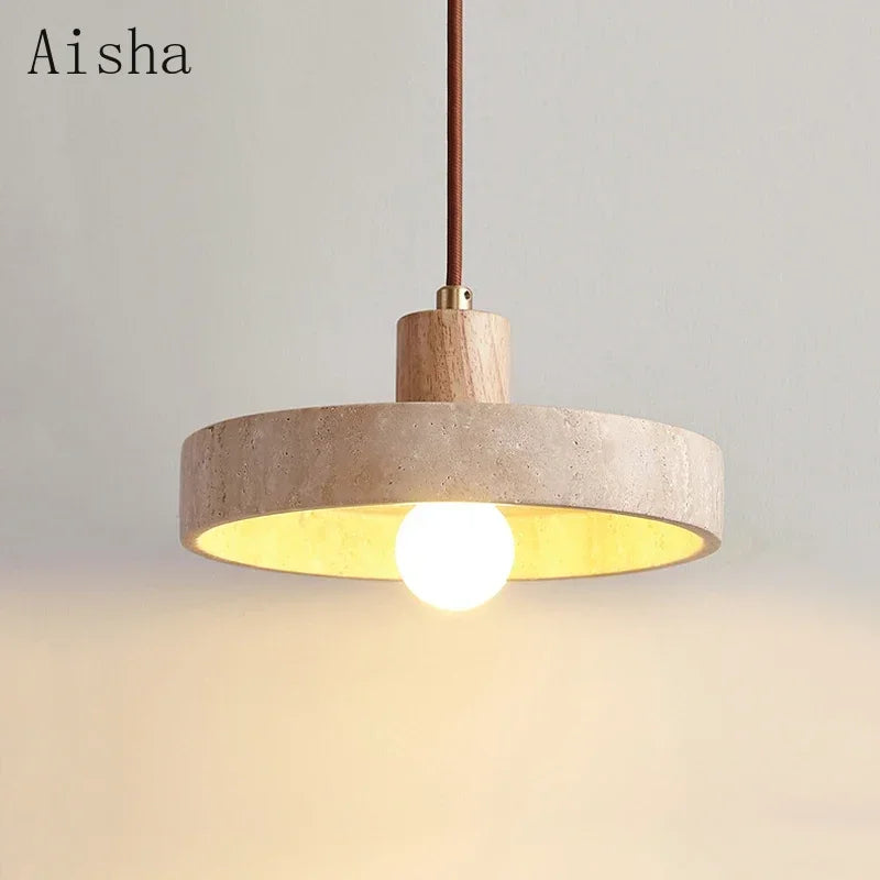 Afralia™ Yellow Cave Stone Pendant Lamp LED Light for Home Living Room