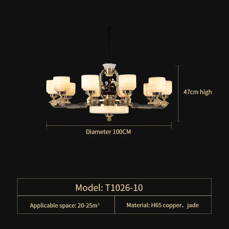 Afralia™ Copper Jade Duplex Chandelier: Chinese Villa Hall Lighting for Hotel Lobby & Living Room