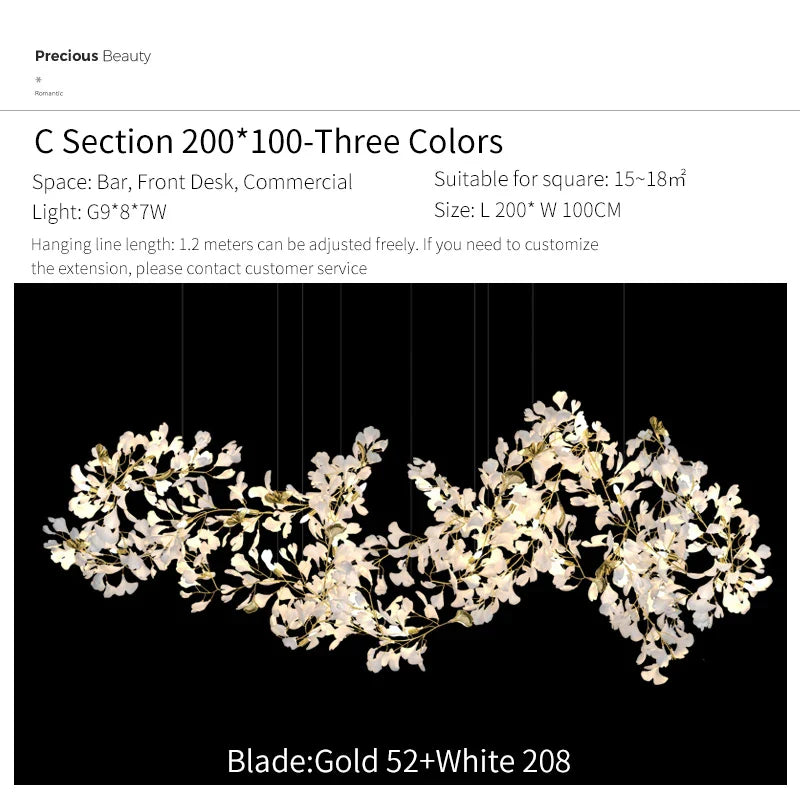 Afralia™ Ginkgo Biloba Chandelier: Elegant Duplex Living Room Hotel Lobby Pendant Light