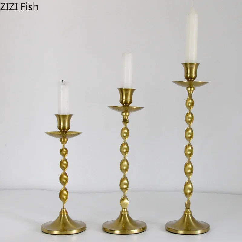 Afralia™ Golden Candlestick Holder Desk Ornament Home Aroma Container