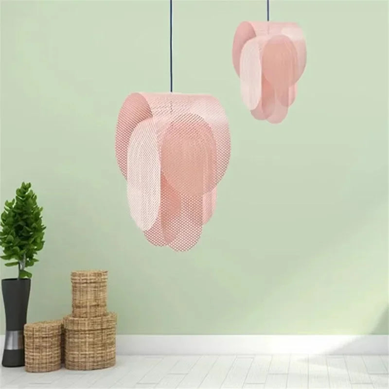 Afralia™ Posie Pendant Lamp: Nordic Pink Net Lighting for Children's Room & Study