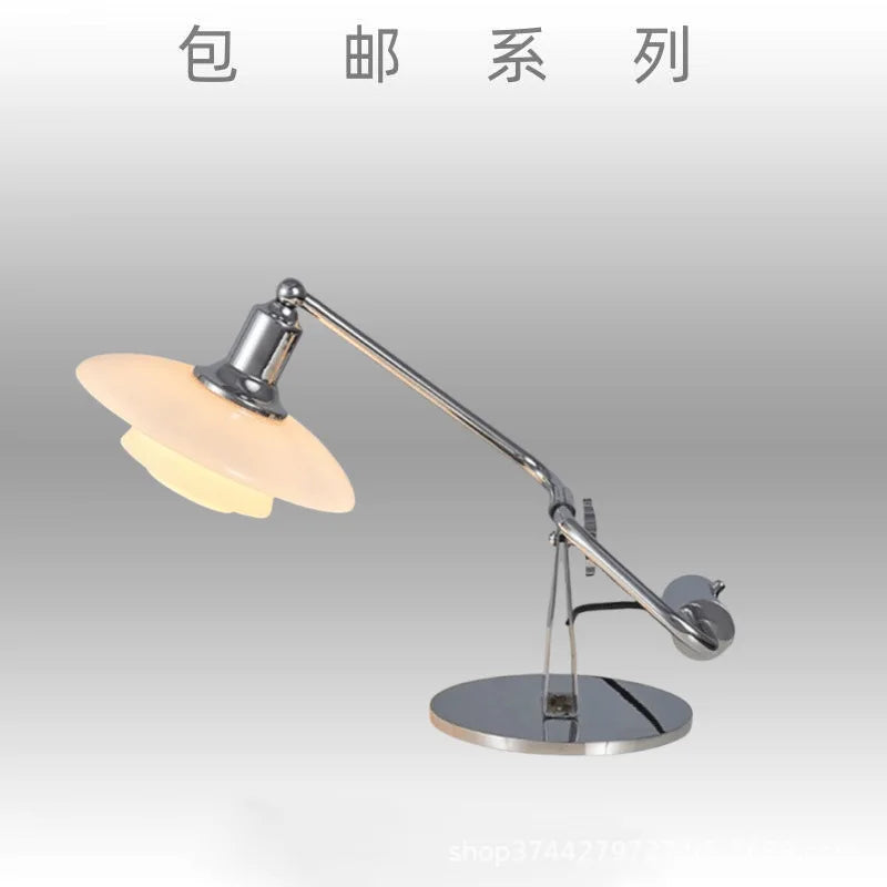 Afralia™ Vintage Glass Table Lamp for Bedroom or Desk, Adjustable Light