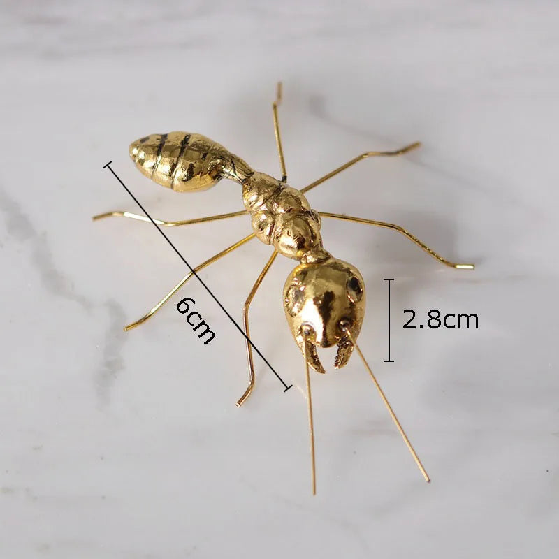 Afralia™ Golden Butterfly Ant Miniature Figurine Desk Ornament Artwork Decor