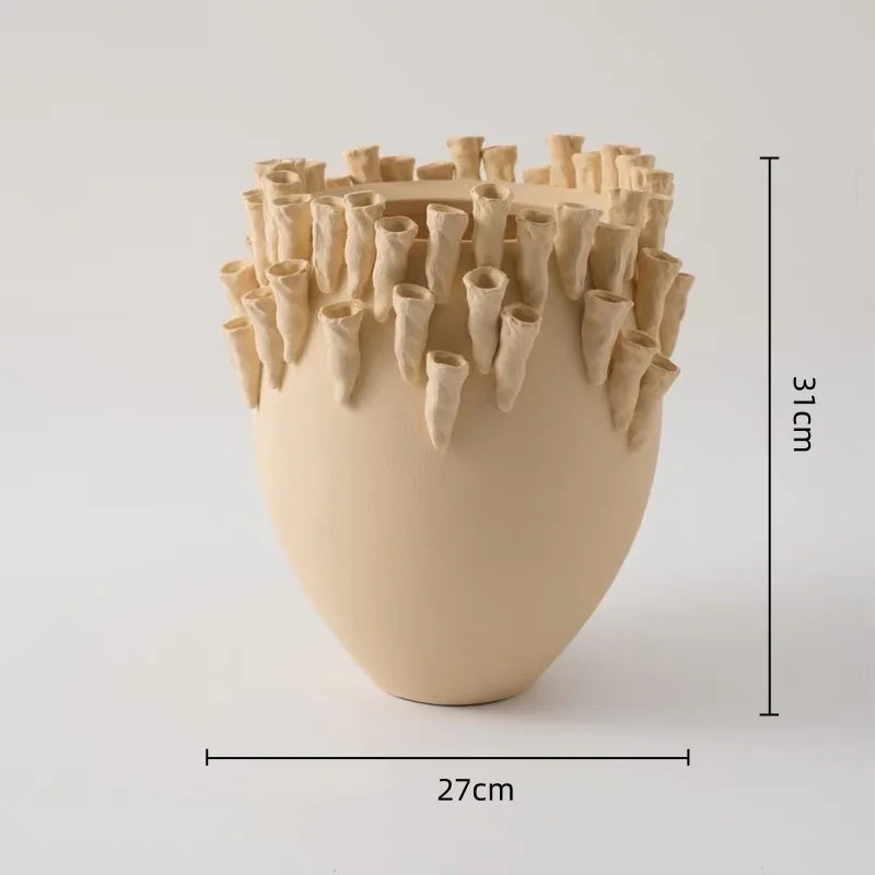 Afralia™ Handcrafted Ceramic Relief Vase for Home Decor & Flower Arrangement