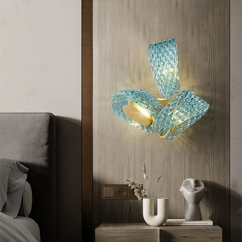 Afralia™ Blue Glass LED Pendant Lamps: Modern Chandelier Lighting for Hallway, Bedroom, Living Room