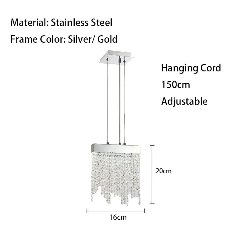 Afralia™ Crystal Tassel Chandelier: Modern Luxury Silver Hanging Lamp for Dining Room