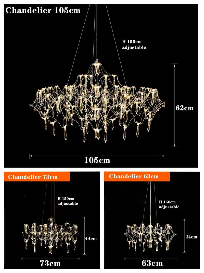 Afralia™ Starry Crystal Chandelier Ceiling Light for Luxury Living Spaces