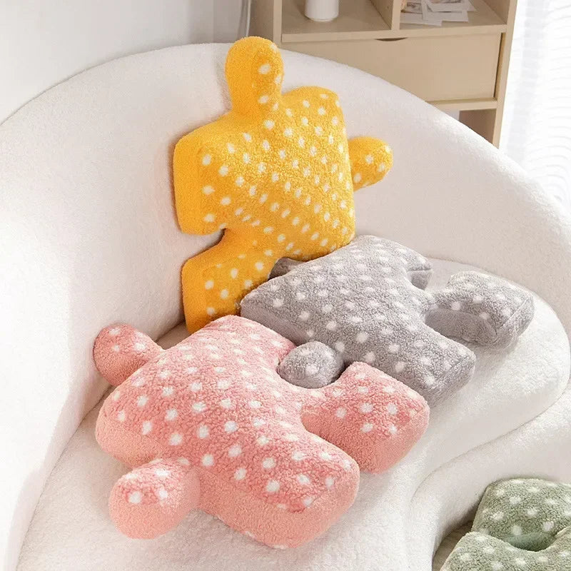 Afralia™ Teddy Velvet Jigsaw Seat Cushion - Plush Home Decor Throw Pillow