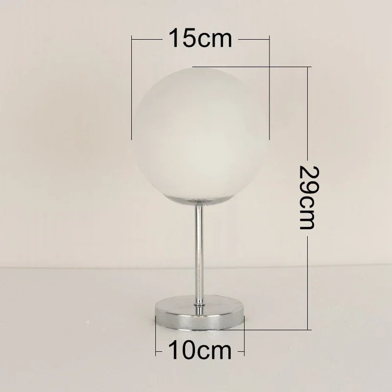 Afralia™ White Glass Ball LED Table Lamp for Living Room, Bedroom, Offices & Learn Reading