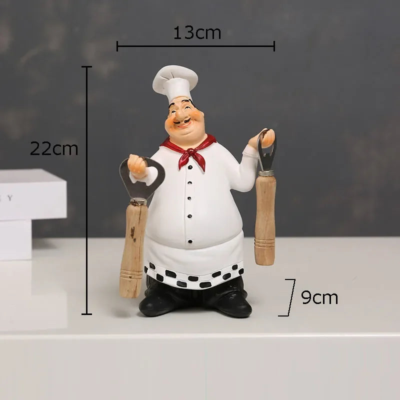 Afralia™ Bearded Chef Resin Figure Sculpture Modern Kitchen Desk Decor Ornaments