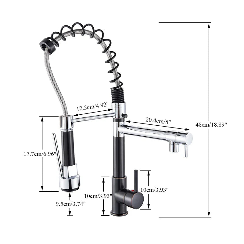 Afralia™ Chrome Spring Pull Down Kitchen Faucet with Single Handle Mixer Tap