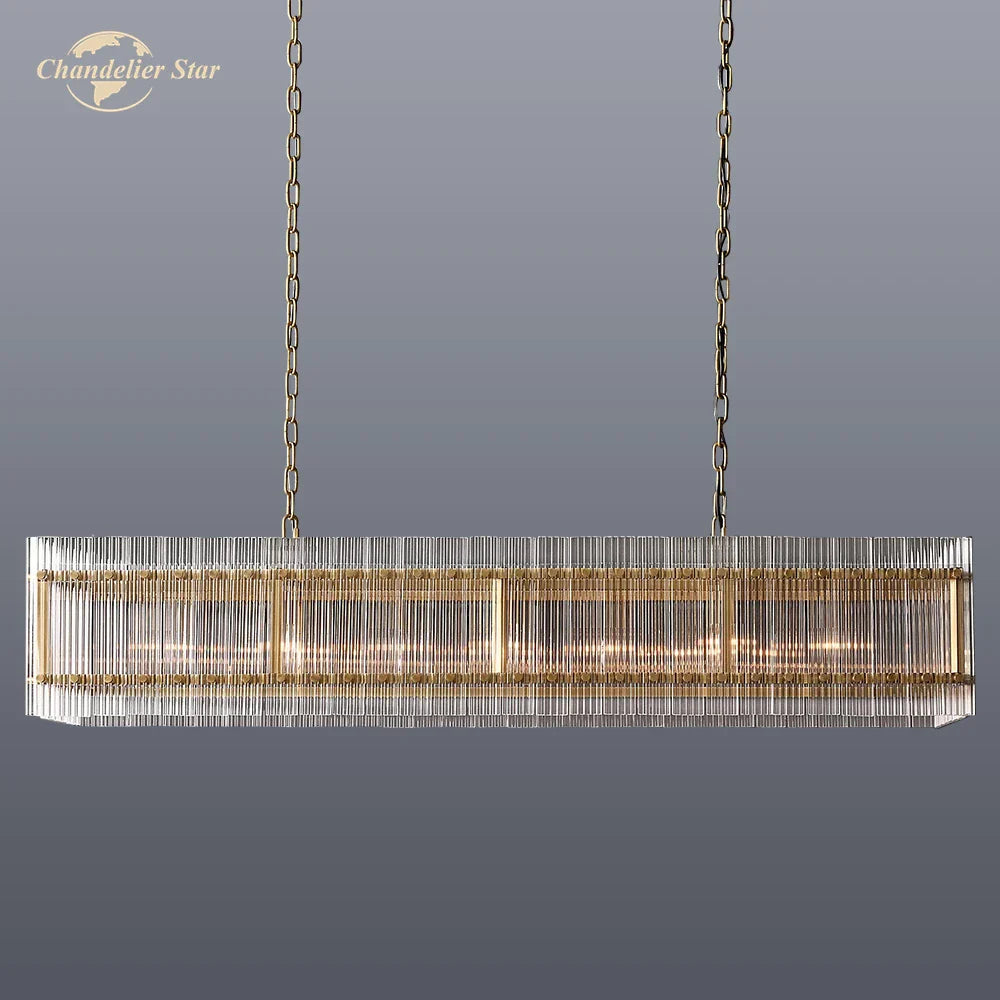 Afralia™ LED San Marco Glass Chandelier: Modern Rectangular Lighting for Dining, Kitchen, Living Room